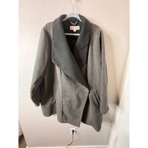 AVA & VIV Womens Gray Polyester Open Front Coat Jacket 2X Plus Size